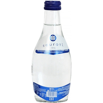 Вода Souroti минеральная природная лечебно-столовая питьевая газированная, 250мл