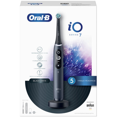 Зубная щетка Oral-B iO 7 Black Onyx электрическая с инновационной магнитной iO технологией, 1шт