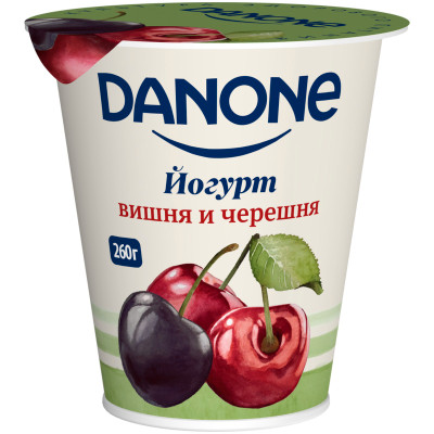 Йогурт Danone вишня-черешня 2.8%, 260г