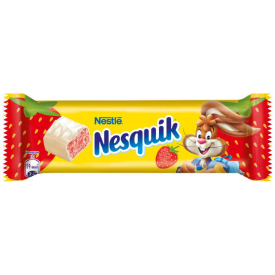 Конфета Nesquik с нугой со вкусом клубники покрытая белым шоколадом, 26г