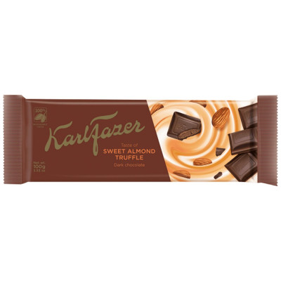 Шоколад тёмный Fazer Karl с трюфельной начинкой со вкусом сладкого миндаля, 100г