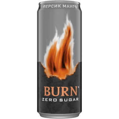 Напиток энергетический Burn Персик Манго Без Сахара безалкогольный сильногазированный тонизирующий, 330мл