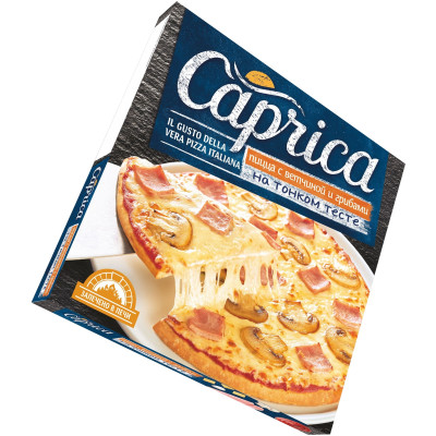 Пицца Caprica с ветчиной и грибами на тонком тесте, 320г