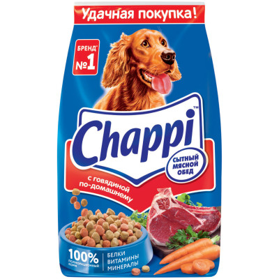 Сухой корм Chappi для собак сытный мясной обед с говядиной по-домашнему, 2.5кг