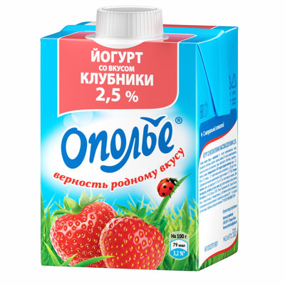 Йогурт Ополье со вкусом клубники 2.5%, 500мл