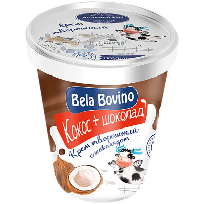 Десерт творожный Bela Bovino с кокос-кремом темным шоколадом 3%, 145г