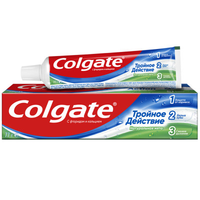 Зубная паста Colgate Тройное действие Натуральная мята для защиты от кариеса, 50мл
