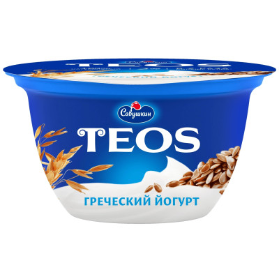 Йогурт Teos Греческий Злаки с клетчаткой льна 2%, 140г