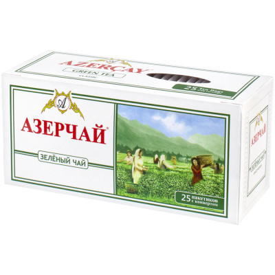 Чай Азерчай Классический зелёный байховый, 25х2г