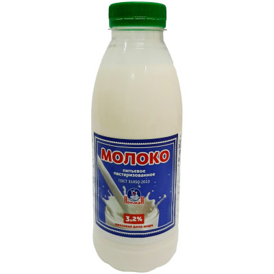 Молоко Норман питьевое пастеризованное 3.2%, 500мл