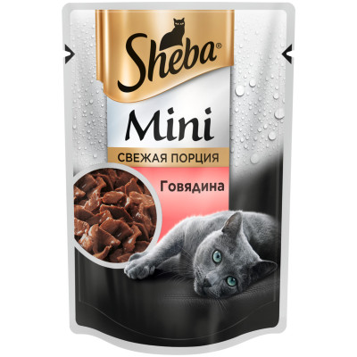 Корм Sheba Mini с говядиной для кошек, 50г