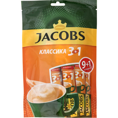Напиток кофейный Jacobs классика 3в1 растворимый, 10x12г