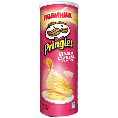 Чипсы картофельные Pringles со вкусом ветчины и сыра, 165г