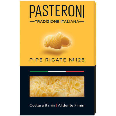Макароны Pasteroni Pipe rigate №126 группа А высший сорт, 400г