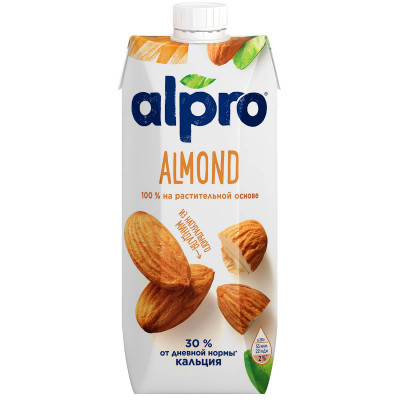 Напиток миндальный Alpro Almond обогащённый кальцием ультрапастеризованный 0.9%, 750мл