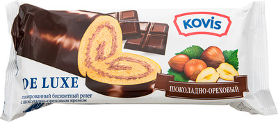 Рулет Kovis De Luxe бисквитный с шоколадно-ореховым кремом, 200г