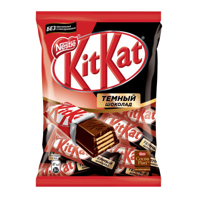 Шоколад KitKat Dark тёмный с хрустящей вафлей, 169г