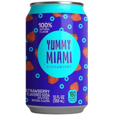 Напиток сильногазированный Yummy Miami Strawberry безалкогольный, 355мл