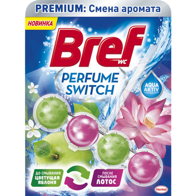 Средство чистящее Bref Perfume Switch для унитаза цветущая яблоня-лотос, 50г