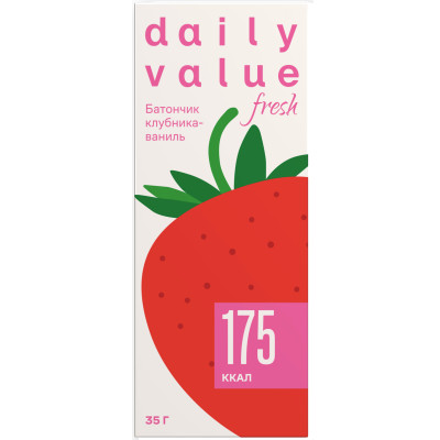 Батончик Daily Value Клубника-Ваниль Fresh низкоуглеводный, 35г