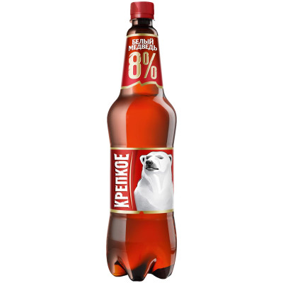 Пиво Белый Медведь Крепкое светлое 8%, 1.25л