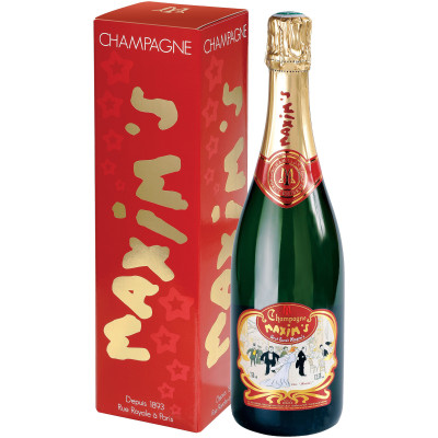 Шампанское Maxim's Кюве белое брют 10-15% в подарочной упаковке, 750мл
