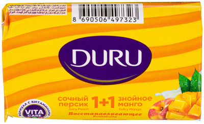 Крем-мыло Duru 1+1 Сочный персик и знойное манго туалетное, 80г