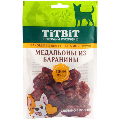Лакомство TitBit Медальоны из баранины для собак мини пород, 100г