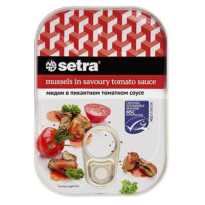 Мясо мидий Setra в пикантном томатном соусе, 110г