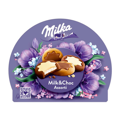 Печенье Milka Milk and Choc White с молочной начинкой частично покрытое молочным шоколадом, 150г