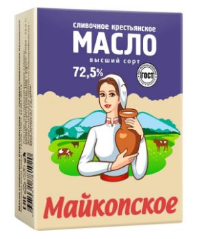 Масло сладкосливочное Майкопская молочная продукция Крестьянское несолёное 72.5%, 170г