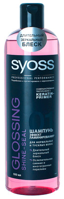 Шампунь Сьёсс Glossing для тусклых и лишенных блеска волос эффект ламинирования, 500мл