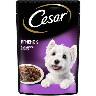 Влажный корм Cesar для взрослых собак с ягненком и овощами в соусе, 85г