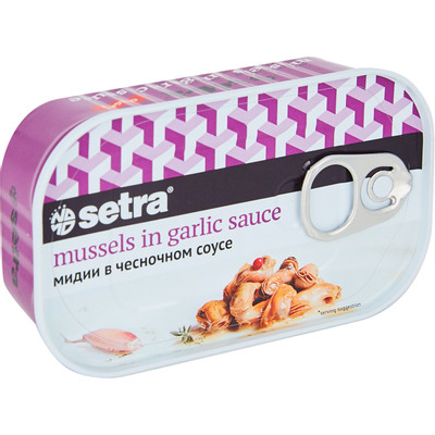 Мидии Setra филе в чесночном соусе, 110г