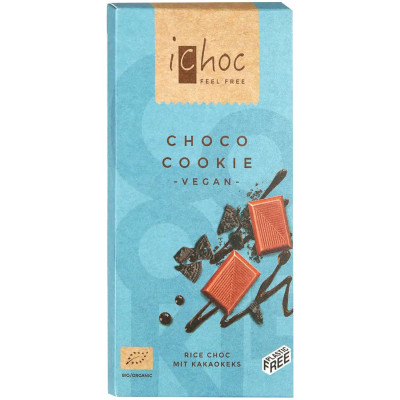 Шоколад белый IChoc на рисовом молоке с шоколадным печеньем, 80г