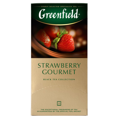 Чай Greenfield Строуберри гурмэ чёрный шоколад и клубника в пакетиках, 25х1.5г