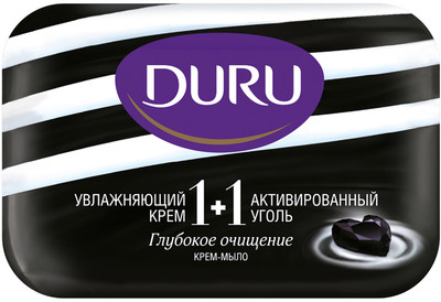 Крем-мыло Duru 1+1 увлажняющий крем и активированный уголь, 80г