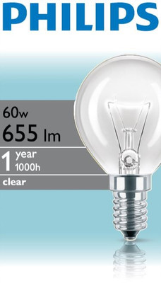 Лампа накаливания Philips P45 E14 60W прозрачная