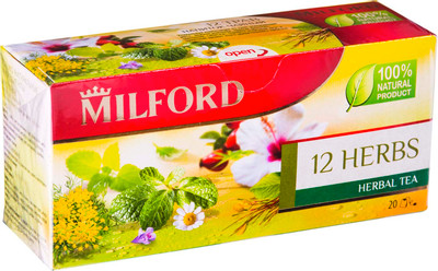 Чай Milford 12 трав травяной в пакетиках, 20х2.25г