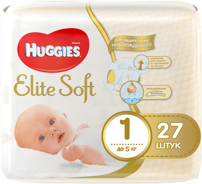 Подгузники Huggies Elite Soft р.1 до 5кг, 27шт