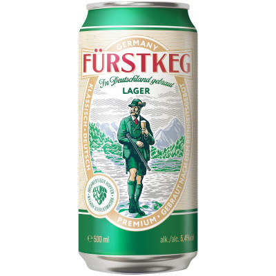 Пиво Furstkeg Лагер светлое фильтрованное 5.4%, 500мл