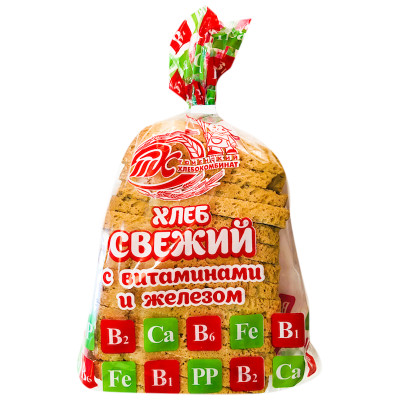Хлеб Тюменский Хлебокомбинат Свежий с витаминами и железом нарезанный, 500г