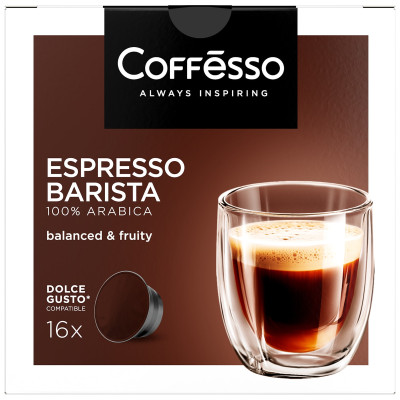Кофе Coffesso Espresso Barista жареный молотый в капсулах, 16x5.5г