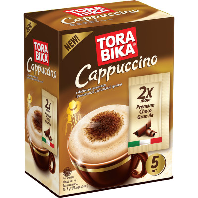 Кофе Torabica Cappucino растворимый с пакетиком шоколадной крошки, 5х25.5г