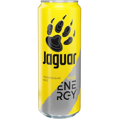 Напиток Jaguar Wild со вкусом тропических фруктов безалкогольный энергетический газированный, 450мл