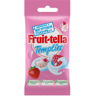 Мармелад Fruittella Tempties жевательный в йогуртовой глазури малина-клубника, 35г