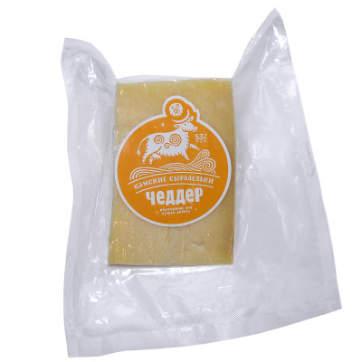 Сыр полутвёрдый Камские Сыродельни Чеддер срок созревания 90 суток 53%