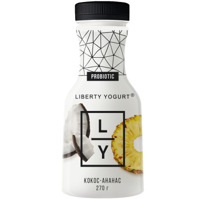 Биойогурт Liberty Yogurt с ананасом личи кокосом питьевой c лактобактериями 2%, 270мл