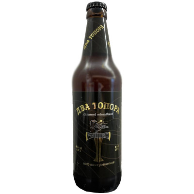Пиво Два Топора тёмное нефильтрованное 4.8%, 500мл