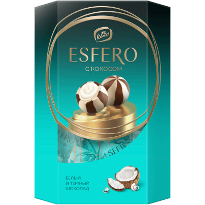 Конфеты Konti Esfero из тёмного и белого шоколада с кокосом, 186г